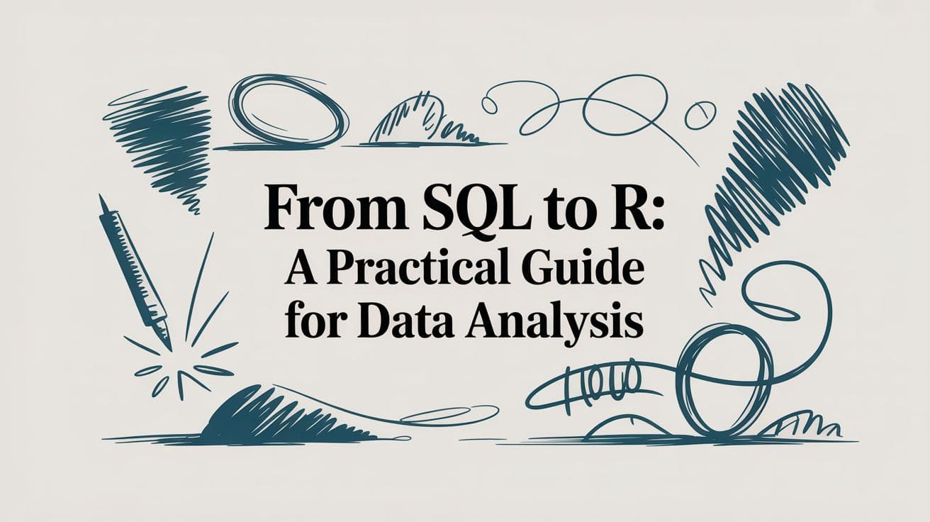 Illustration bridging SQL queries and R for data analysis.