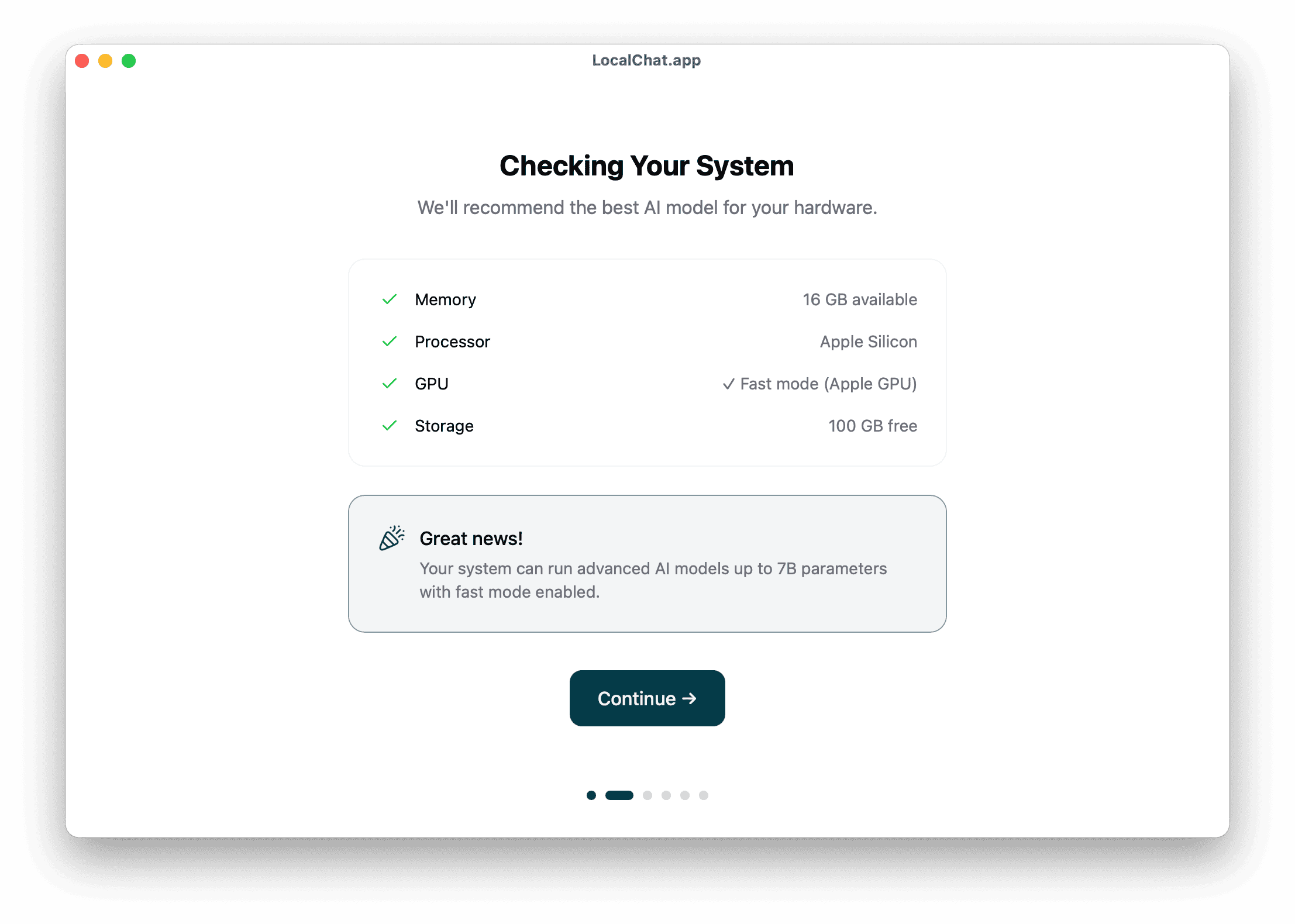 System check screen